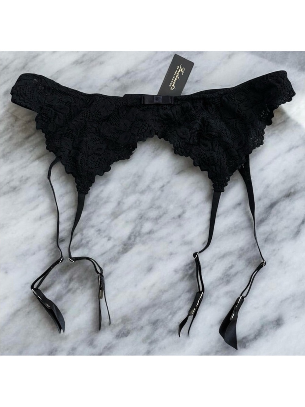 NEW! Fredrick’s of Hollywood * Elegant Black Lace Garter Belt L/XL
